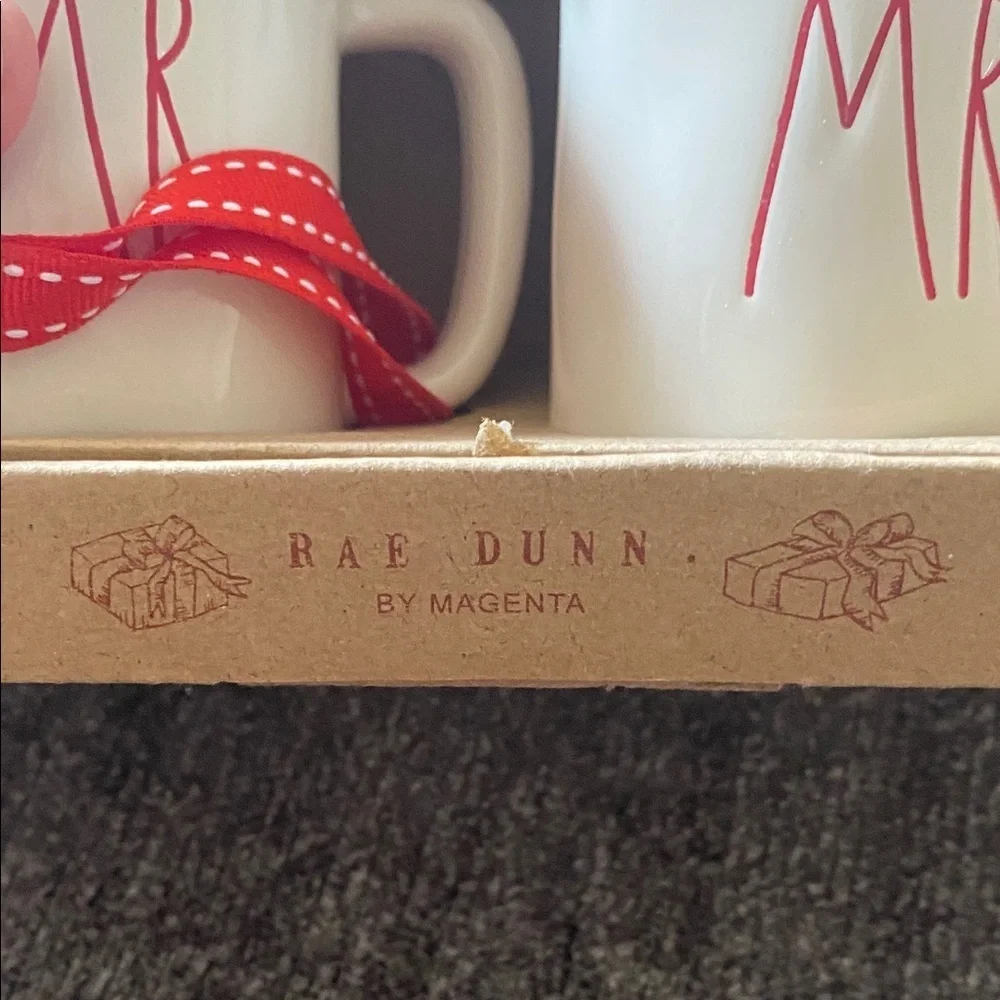 Rae Dunn Red Lettered Mr. & Mrs. Mug Pair Ornaments.
